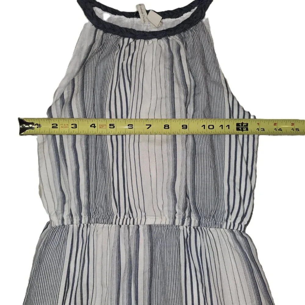 Japna Blue & White Halter Maxi Dress Ruffled Hem Elastic Waist UnderSkirt Sz M - Picture 9 of 12